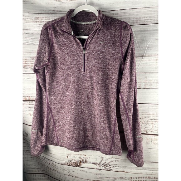 The Nike tee Women's  S/P Purple Long Sleeve V-neckline 1/4 Zip Active - Picture 1 of 8